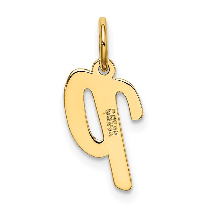 Million Charms 14K Yellow Gold Themed Small Script Alphabet Letter Initial P Charm