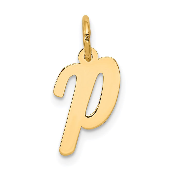 Million Charms 14K Yellow Gold Themed Small Script Alphabet Letter Initial P Charm