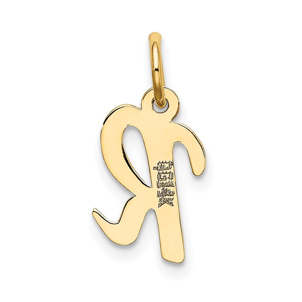 Million Charms 14K Yellow Gold Themed Small Script Alphabet Letter Initial R Charm