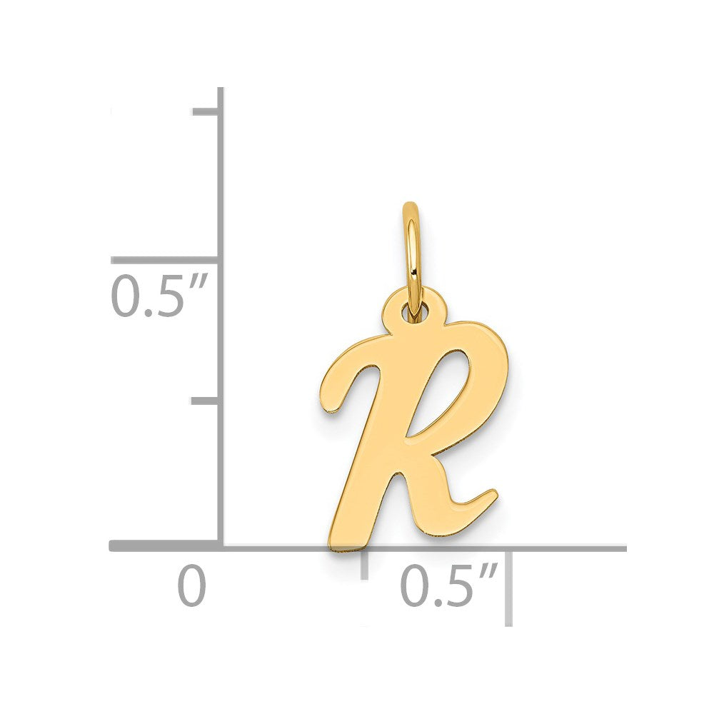Million Charms 14K Yellow Gold Themed Small Script Alphabet Letter Initial R Charm