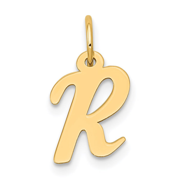 Million Charms 14K Yellow Gold Themed Small Script Alphabet Letter Initial R Charm