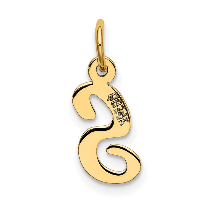 Million Charms 14K Yellow Gold Themed Small Script Alphabet Letter Initial S Charm