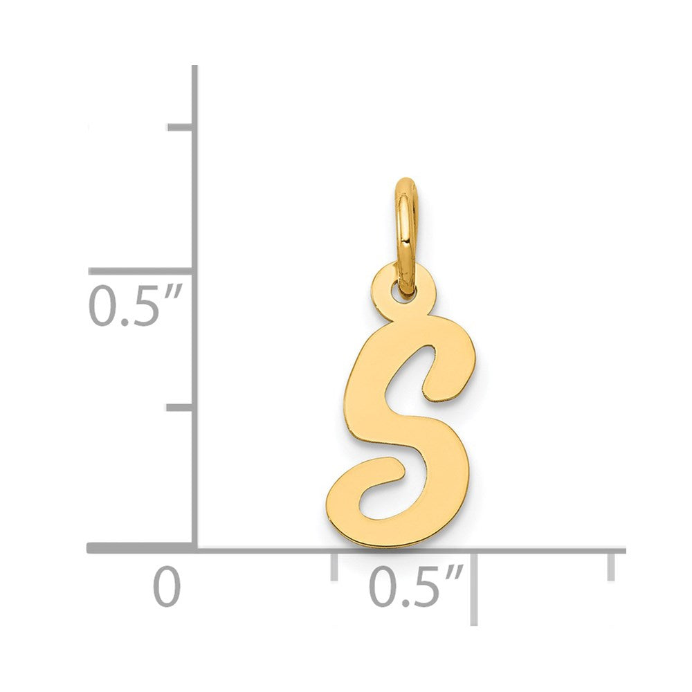 Million Charms 14K Yellow Gold Themed Small Script Alphabet Letter Initial S Charm