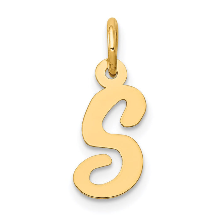 Million Charms 14K Yellow Gold Themed Small Script Alphabet Letter Initial S Charm