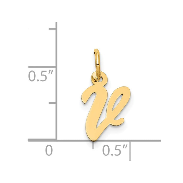 Million Charms 14K Yellow Gold Themed Small Script Alphabet Letter Initial V Charm