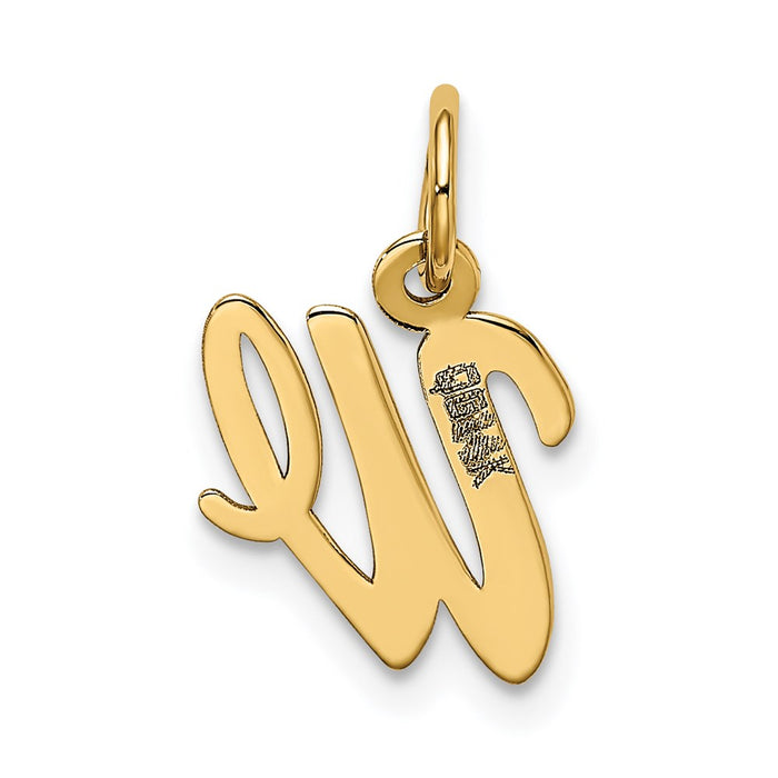 Million Charms 14K Yellow Gold Themed Small Script Alphabet Letter Initial W Charm