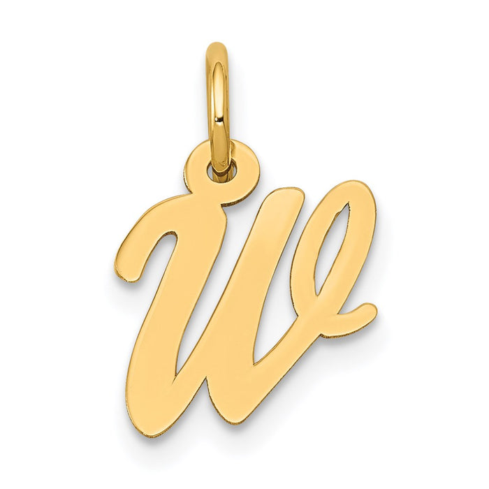 Million Charms 14K Yellow Gold Themed Small Script Alphabet Letter Initial W Charm