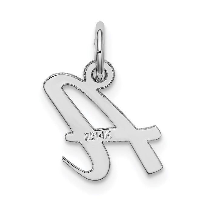 Million Charms 14K White Gold Themed Small Script Alphabet Letter Initial A Charm