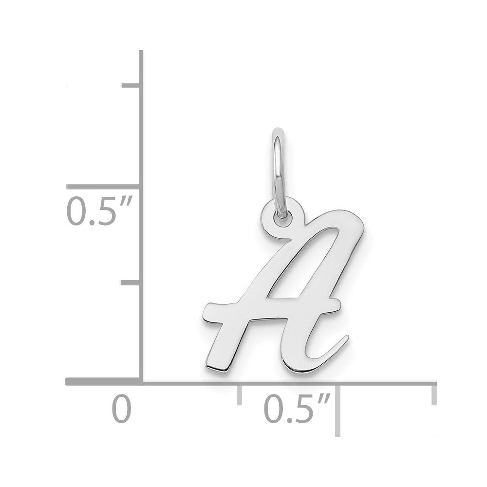 Million Charms 14K White Gold Themed Small Script Alphabet Letter Initial A Charm