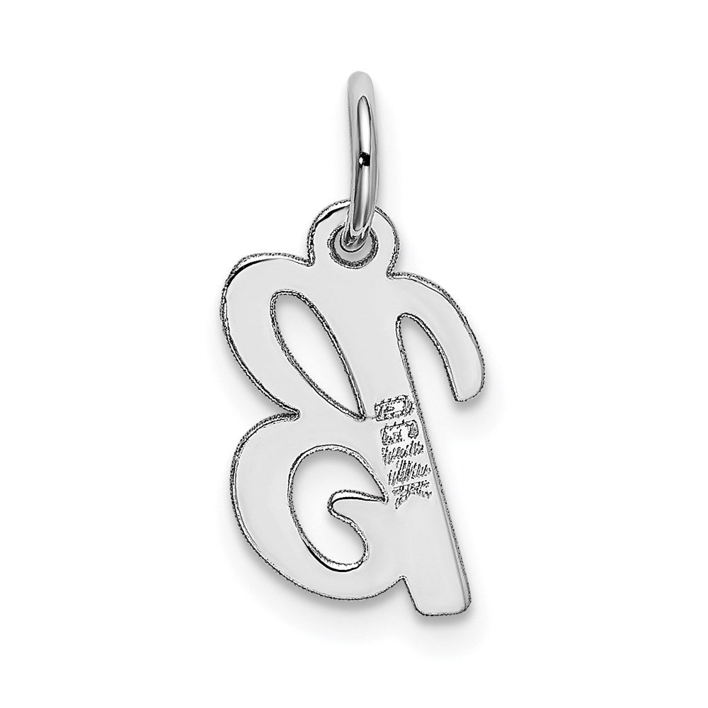 Million Charms 14K White Gold Themed Small Script Alphabet Letter Initial B Charm