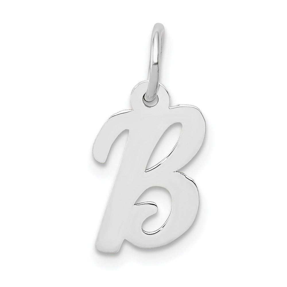 Million Charms 14K White Gold Themed Small Script Alphabet Letter Initial B Charm