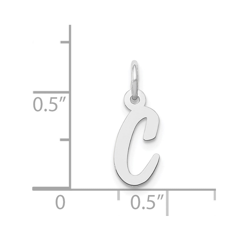 Million Charms 14K White Gold Themed Small Script Alphabet Letter Initial C Charm