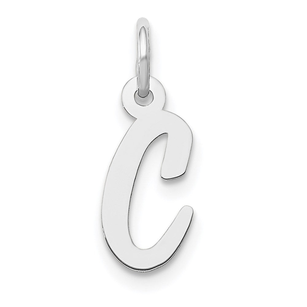 Million Charms 14K White Gold Themed Small Script Alphabet Letter Initial C Charm