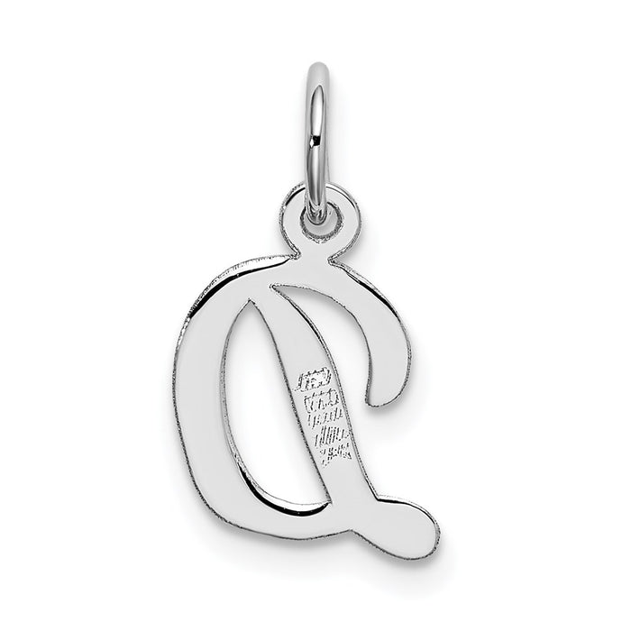 Million Charms 14K White Gold Themed Small Script Alphabet Letter Initial D Charm