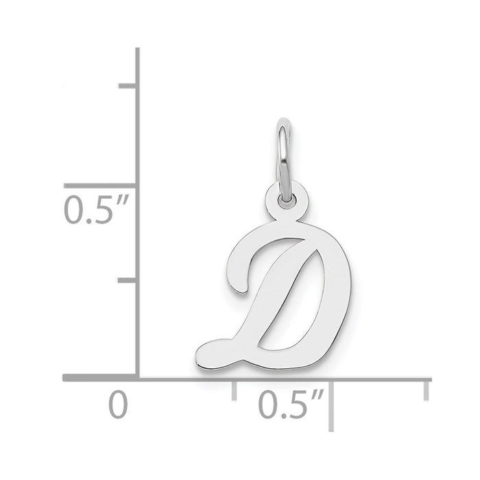 Million Charms 14K White Gold Themed Small Script Alphabet Letter Initial D Charm