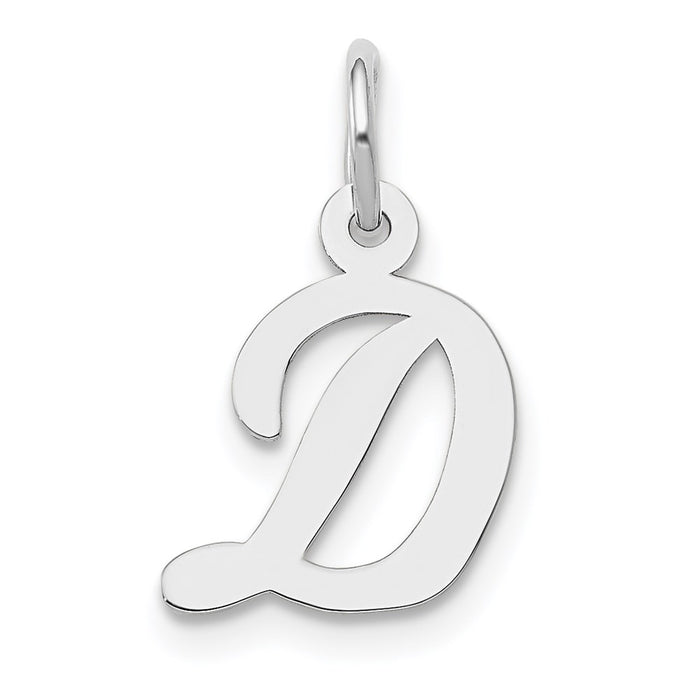 Million Charms 14K White Gold Themed Small Script Alphabet Letter Initial D Charm