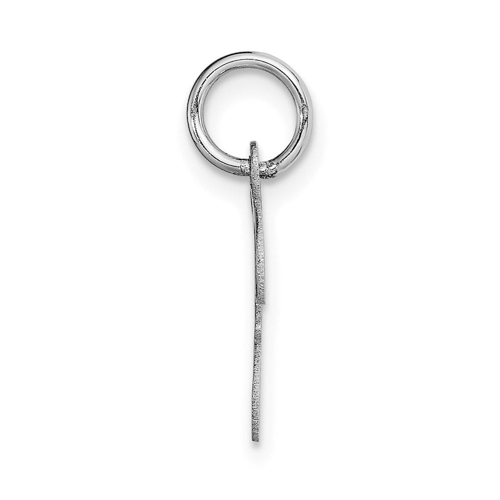 Million Charms 14K White Gold Themed Small Script Alphabet Letter Initial F Charm