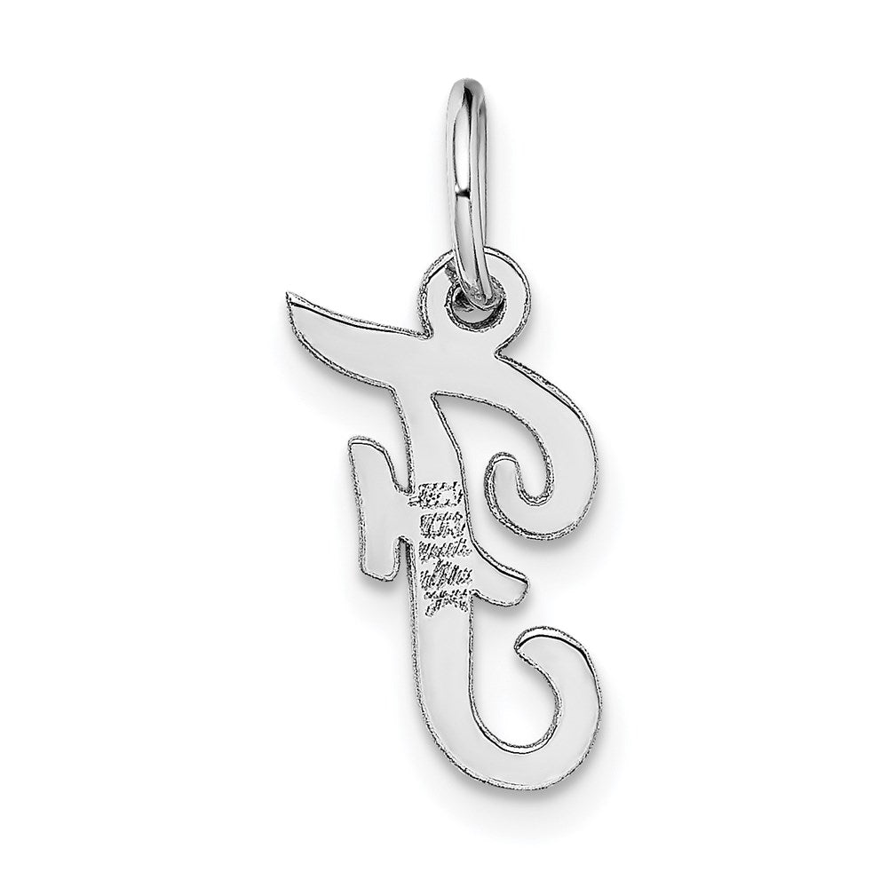 Million Charms 14K White Gold Themed Small Script Alphabet Letter Initial F Charm