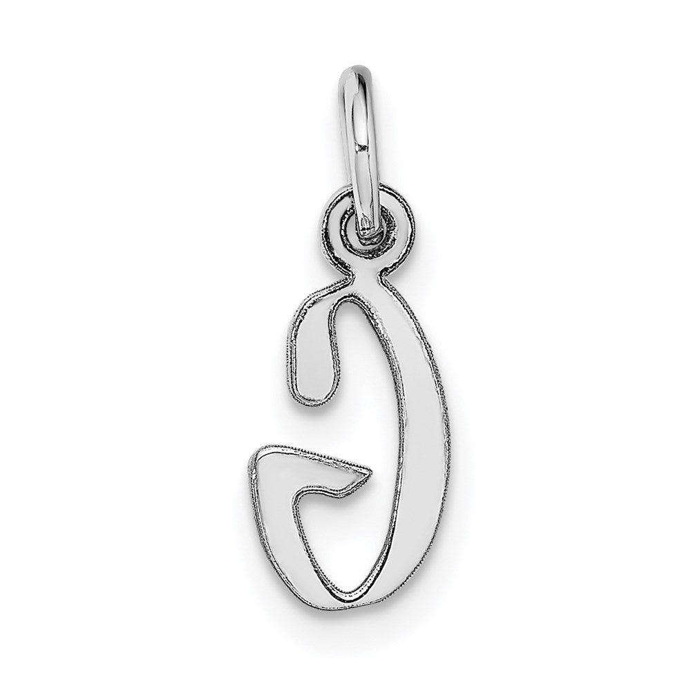 Million Charms 14K White Gold Themed Small Script Alphabet Letter Initial G Charm