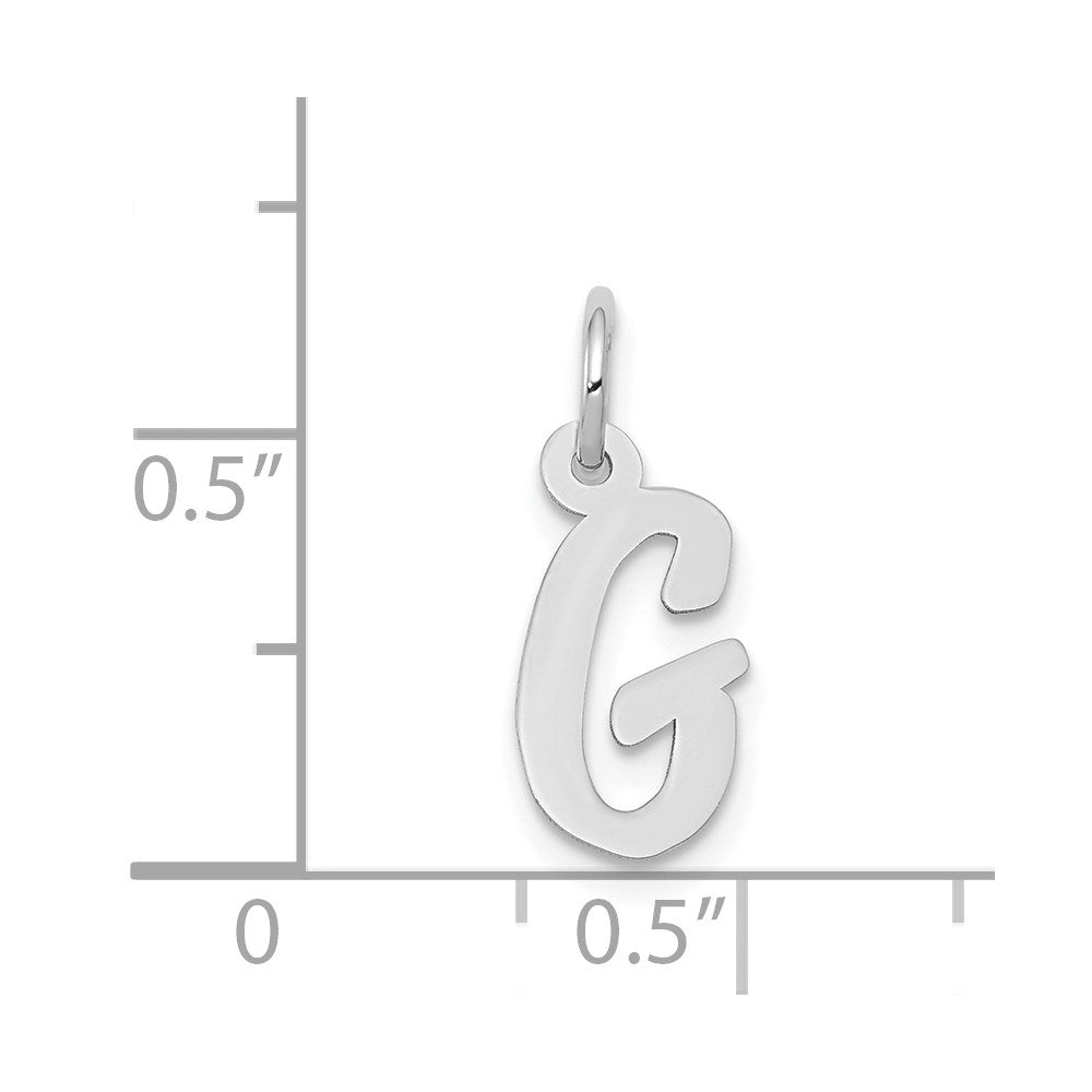 Million Charms 14K White Gold Themed Small Script Alphabet Letter Initial G Charm