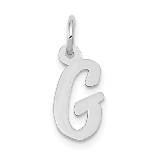 Million Charms 14K White Gold Themed Small Script Alphabet Letter Initial G Charm