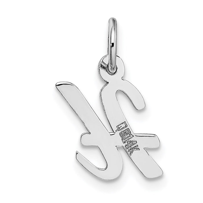 Million Charms 14K White Gold Themed Small Script Alphabet Letter Initial H Charm