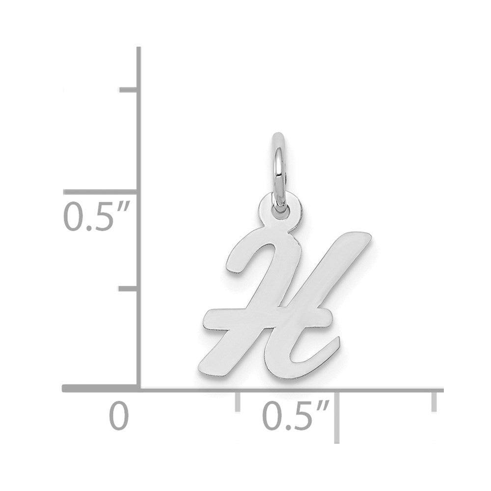 Million Charms 14K White Gold Themed Small Script Alphabet Letter Initial H Charm