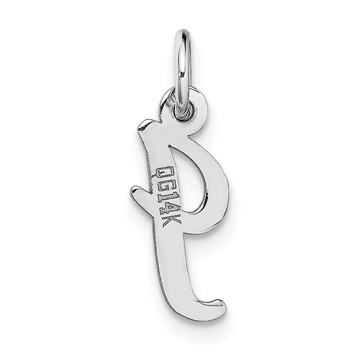 Million Charms 14K White Gold Themed Small Script Alphabet Letter Initial I Charm