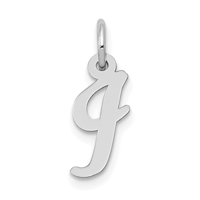 Million Charms 14K White Gold Themed Small Script Alphabet Letter Initial I Charm