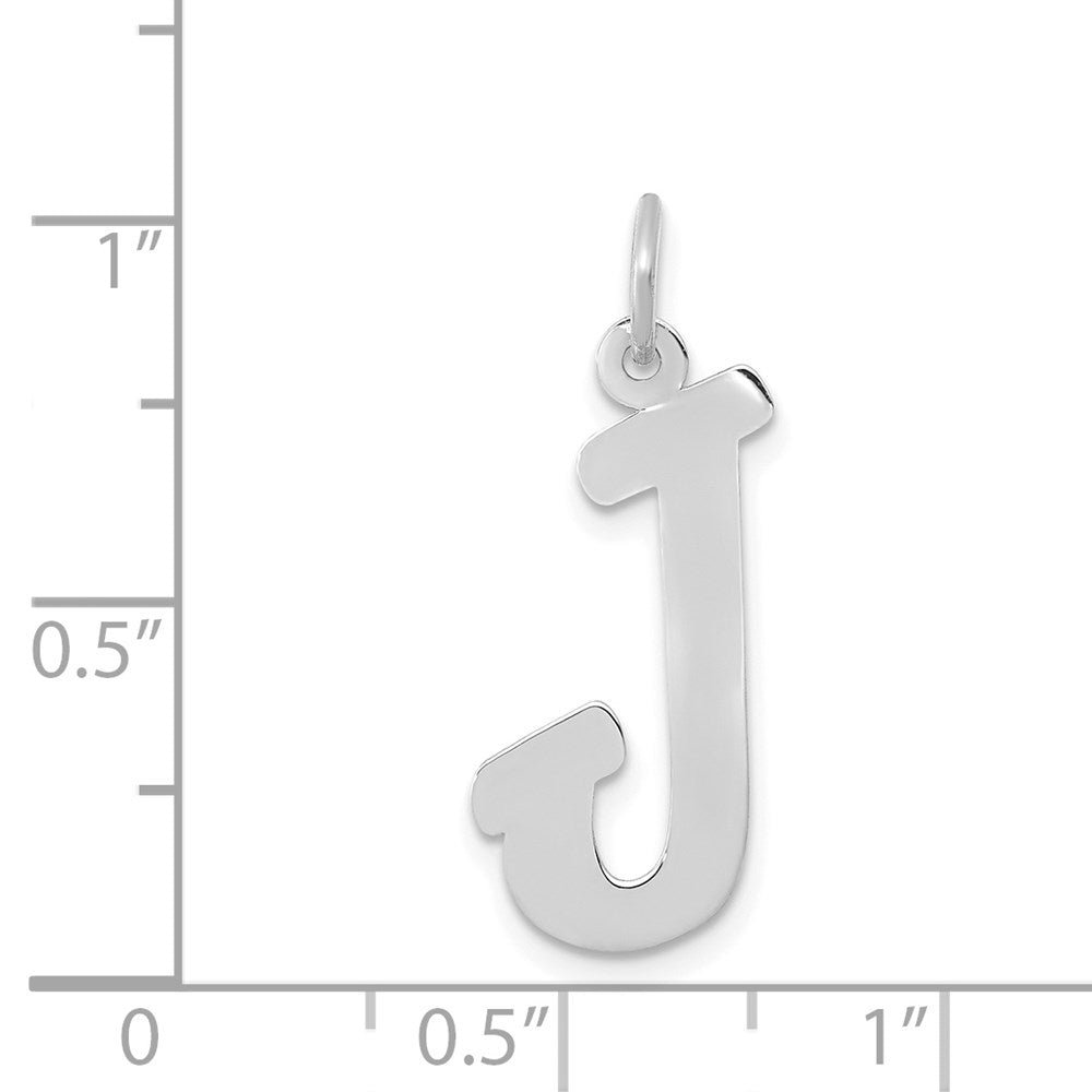 Million Charms 14K White Gold Themed Small Script Alphabet Letter Initial J Charm