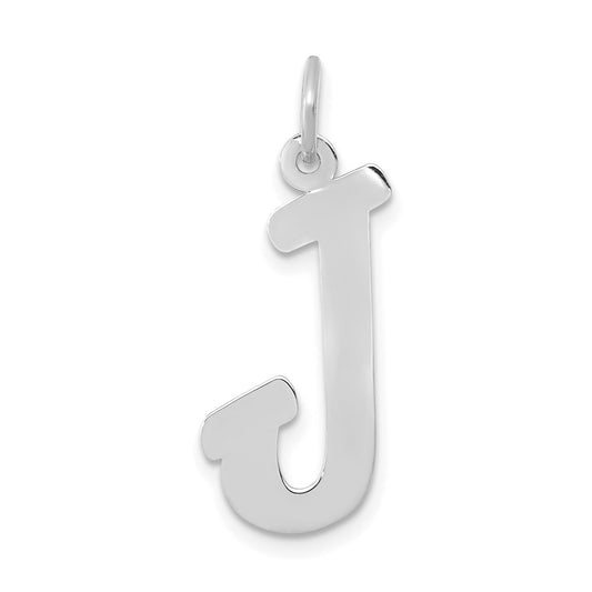 Million Charms 14K White Gold Themed Small Script Alphabet Letter Initial J Charm