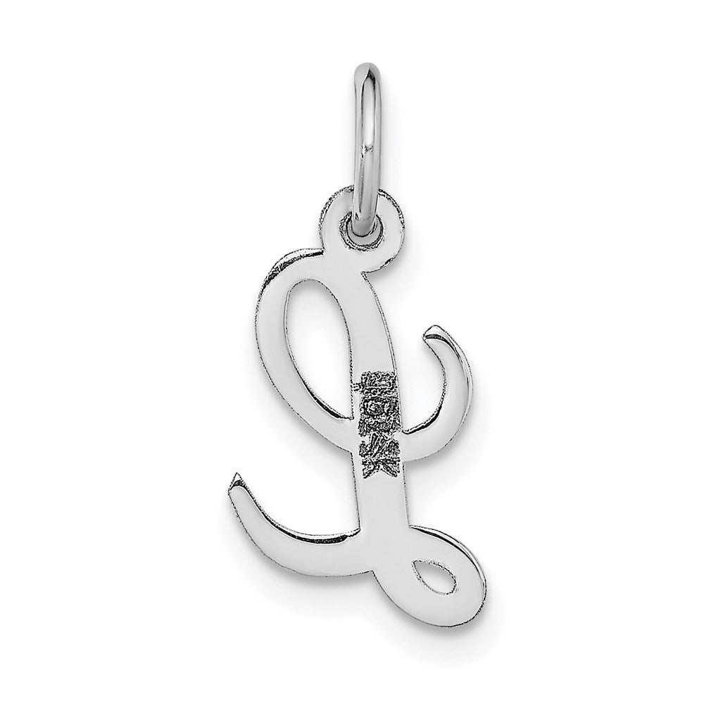 Million Charms 14K White Gold Themed Small Script Alphabet Letter Initial L Charm