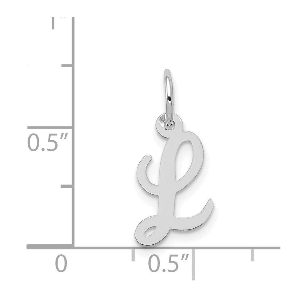 Million Charms 14K White Gold Themed Small Script Alphabet Letter Initial L Charm