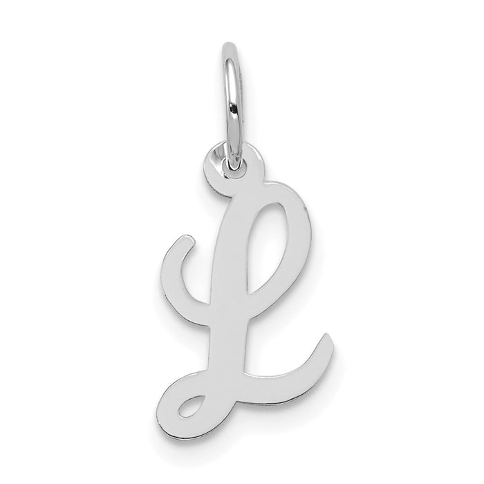 Million Charms 14K White Gold Themed Small Script Alphabet Letter Initial L Charm