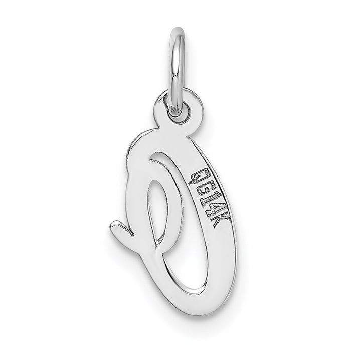 Million Charms 14K White Gold Themed Small Script Alphabet Letter Initial O Charm