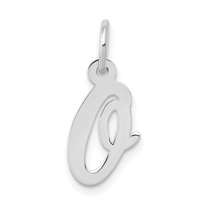 Million Charms 14K White Gold Themed Small Script Alphabet Letter Initial O Charm