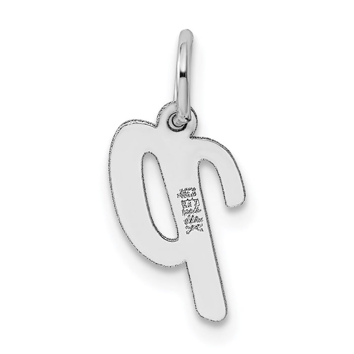 Million Charms 14K White Gold Themed Small Script Alphabet Letter Initial P Charm