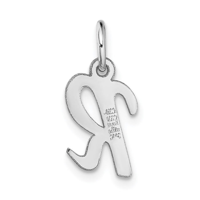 Million Charms 14K White Gold Themed Small Script Alphabet Letter Initial R Charm