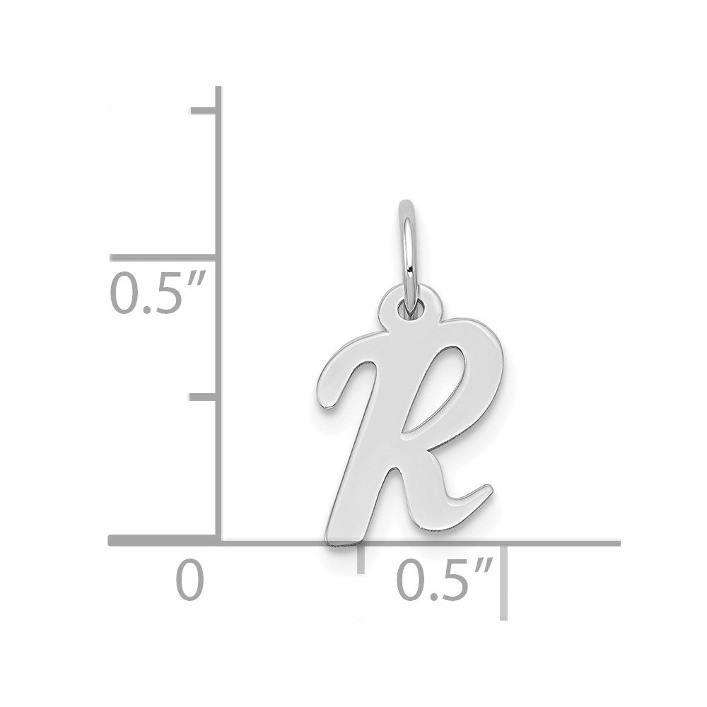 Million Charms 14K White Gold Themed Small Script Alphabet Letter Initial R Charm