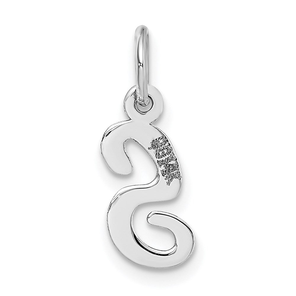 Million Charms 14K White Gold Themed Small Script Alphabet Letter Initial S Charm