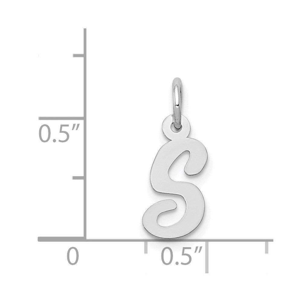 Million Charms 14K White Gold Themed Small Script Alphabet Letter Initial S Charm