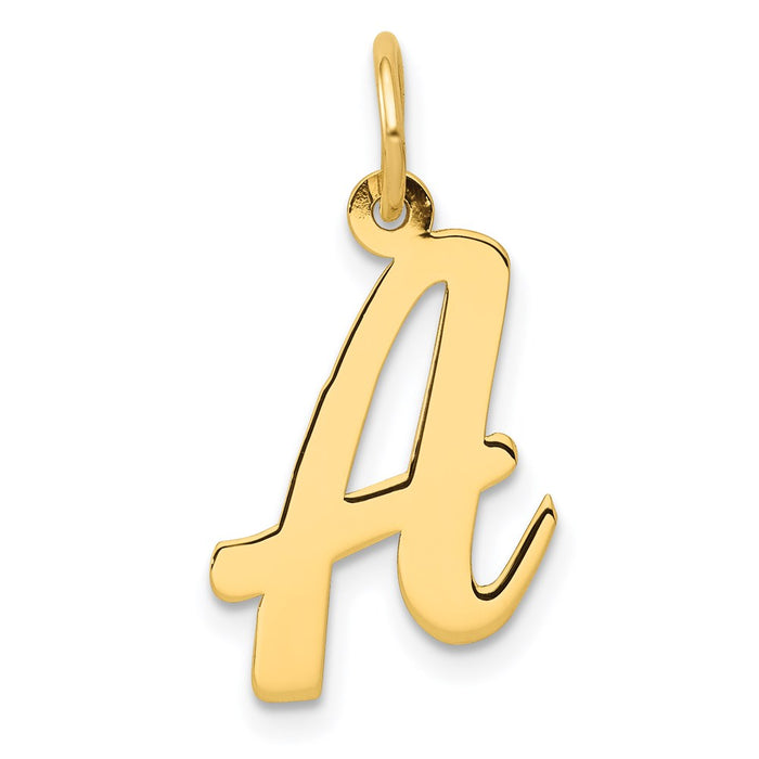 Million Charms 14K Yellow Gold Themed Medium Script Alphabet Letter Initial A Charm