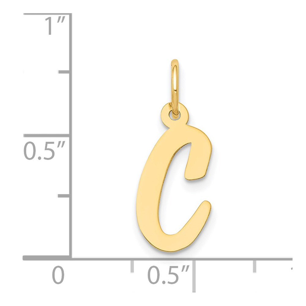 Million Charms 14K Yellow Gold Themed Medium Script Alphabet Letter Initial C Charm