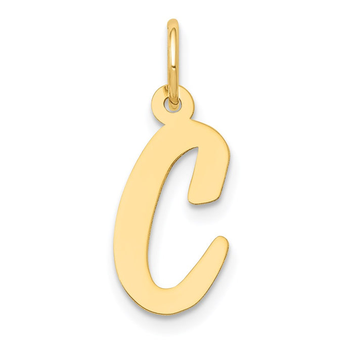 Million Charms 14K Yellow Gold Themed Medium Script Alphabet Letter Initial C Charm