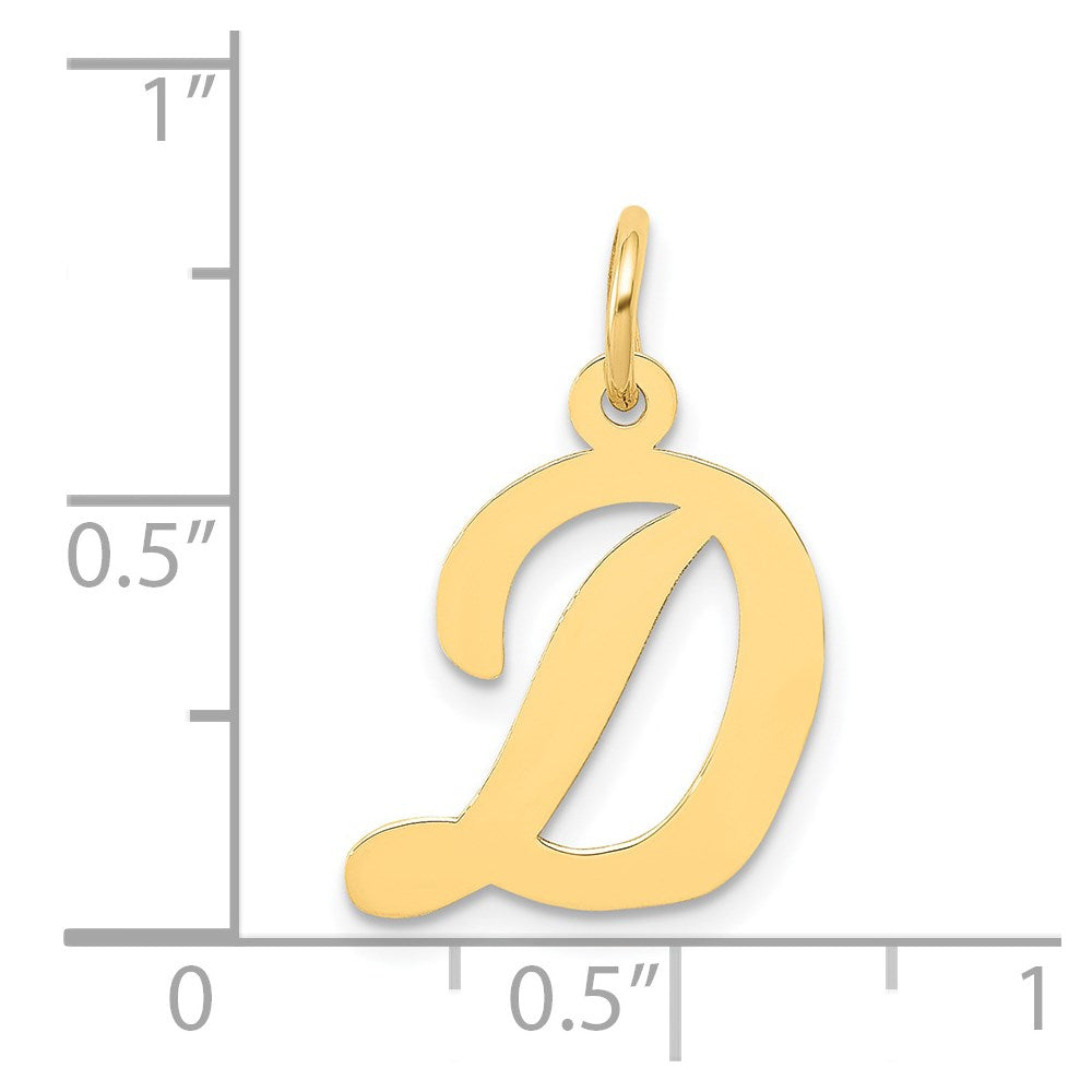 Million Charms 14K Yellow Gold Themed Medium Script Alphabet Letter Initial D Charm