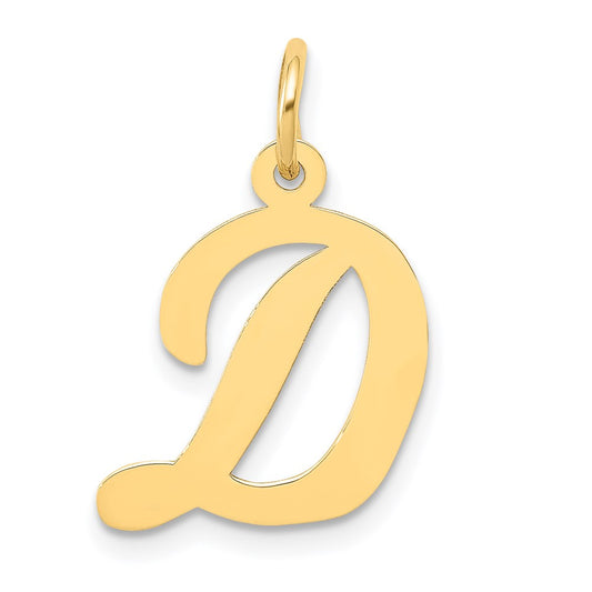 Million Charms 14K Yellow Gold Themed Medium Script Alphabet Letter Initial D Charm