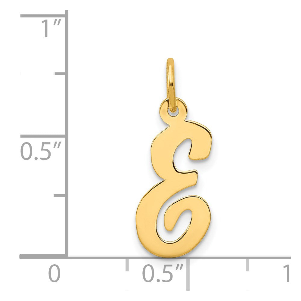 Million Charms 14K Yellow Gold Themed Medium Script Alphabet Letter Initial E Charm