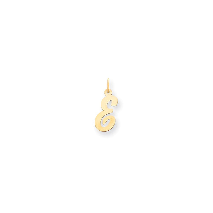 Million Charms 14K Yellow Gold Themed Medium Script Alphabet Letter Initial E Charm