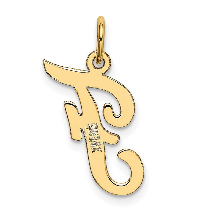 Million Charms 14K Yellow Gold Themed Medium Script Alphabet Letter Initial F Charm