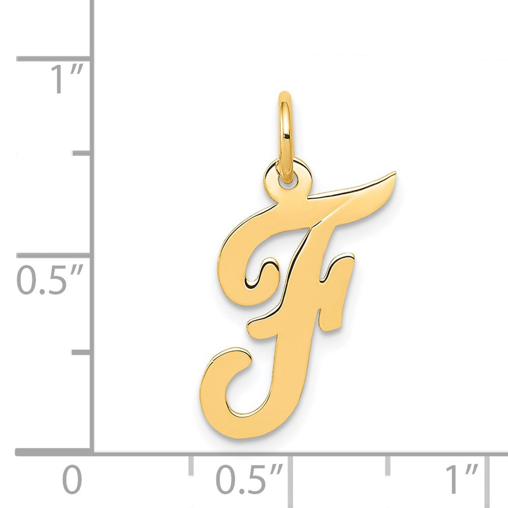Million Charms 14K Yellow Gold Themed Medium Script Alphabet Letter Initial F Charm